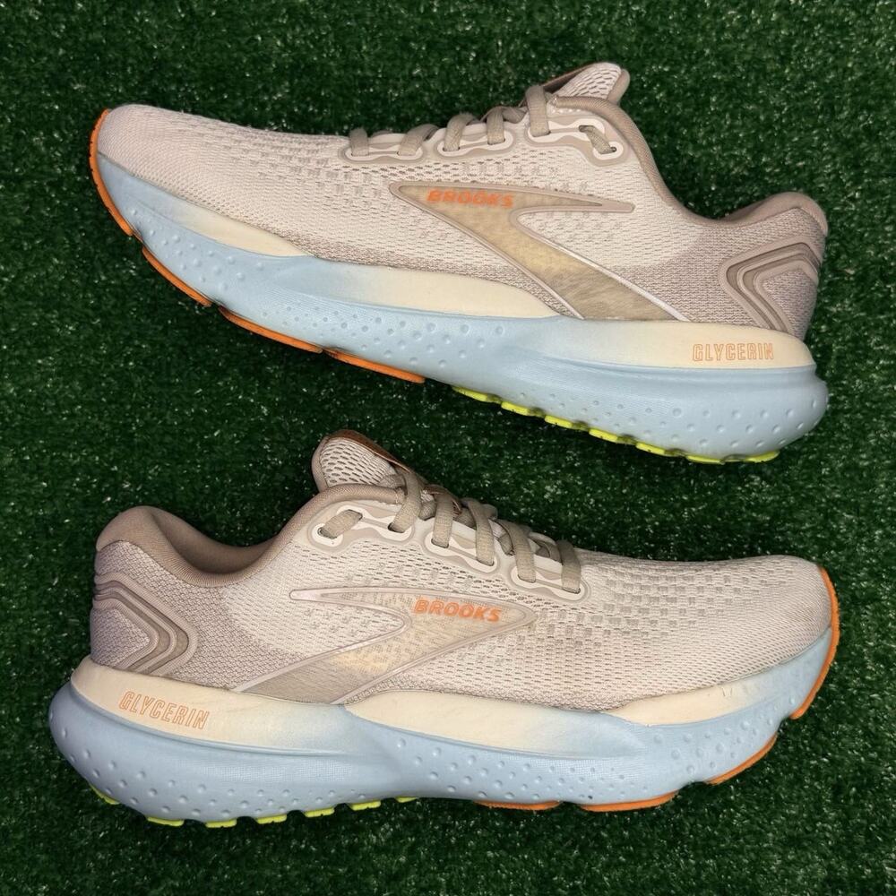 Brooks Glycerin 21 Women’s 8B Coconut Aqua Autumn Sunset Running Shoes Sneaker
